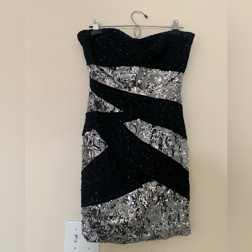 La Coquette Sequin Black and Silver Dress
